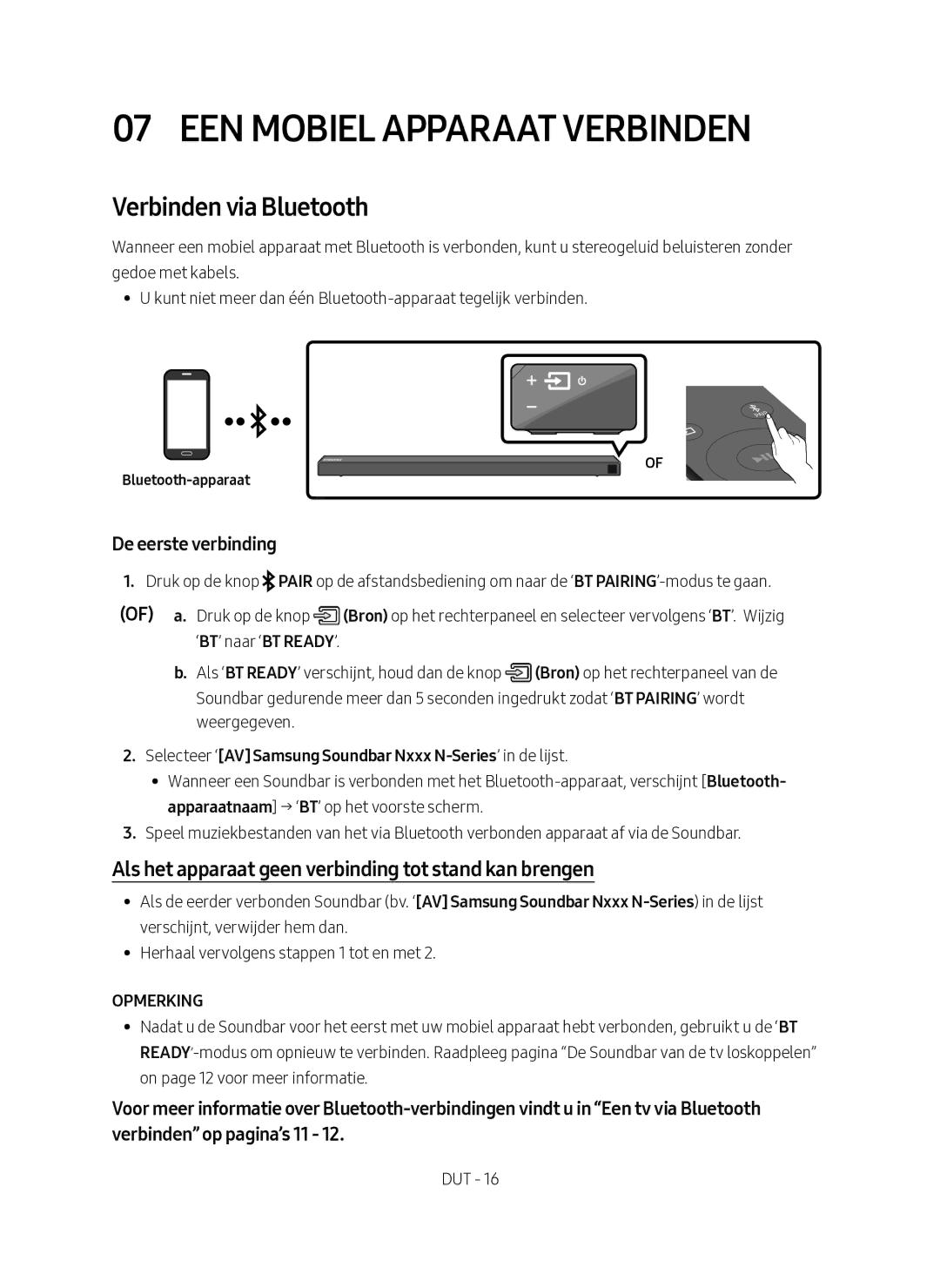 Samsung HW-N650/EN, HW-N650/XN manual EEN Mobiel Apparaat Verbinden, Verbinden via Bluetooth, Opmerking 