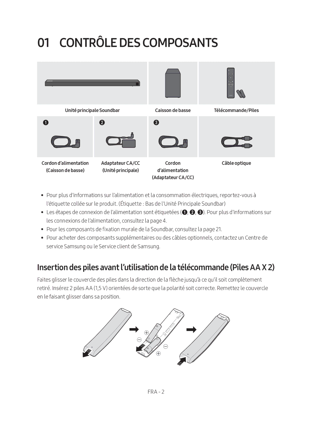 Samsung HW-N650/EN, HW-N650/XN manual Contrôle DES Composants 