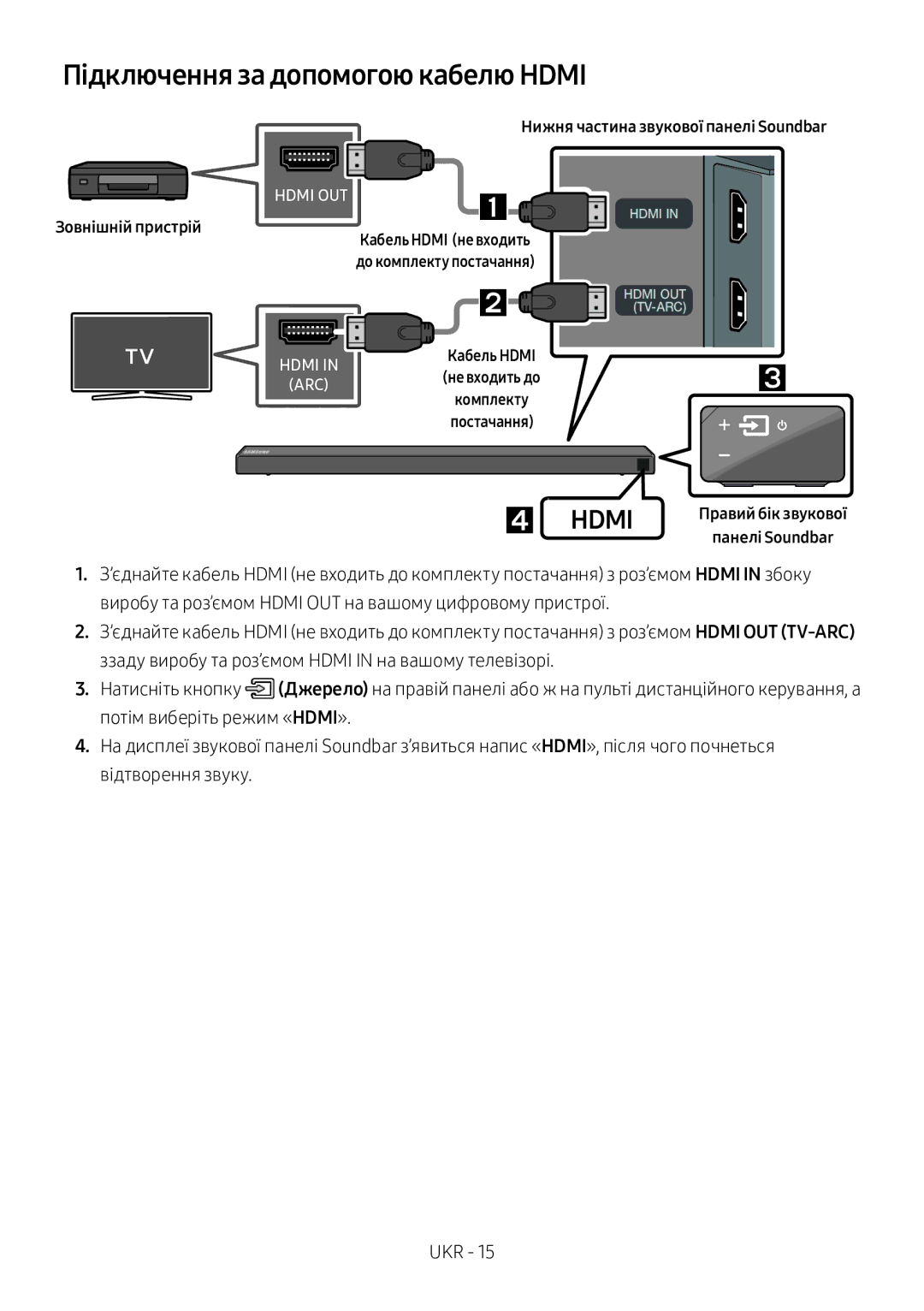 Samsung HW-N650/RU manual Підключення за допомогою кабелю Hdmi, Зовнішній пристрій 