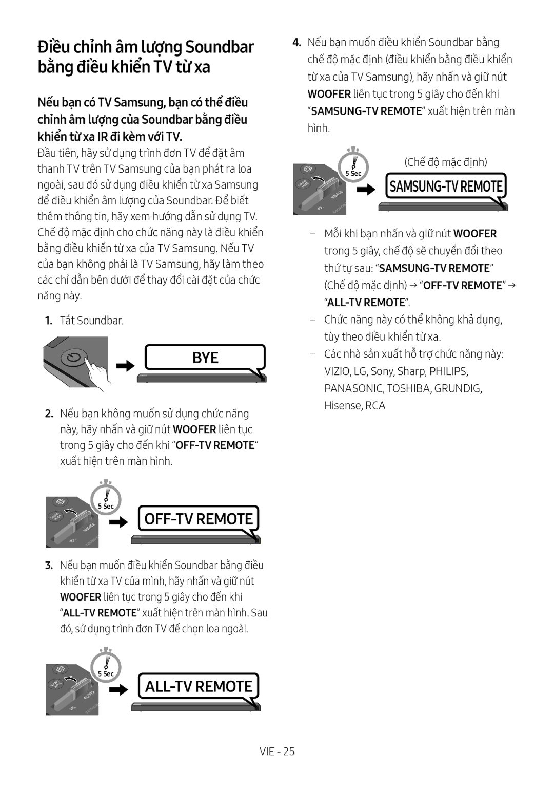 Samsung HW-N650/XV manual Điều chỉnh âm lượng Soundbar bằng điều khiển TV từ xa, Khiển từ xa IR đi kèm với TV 