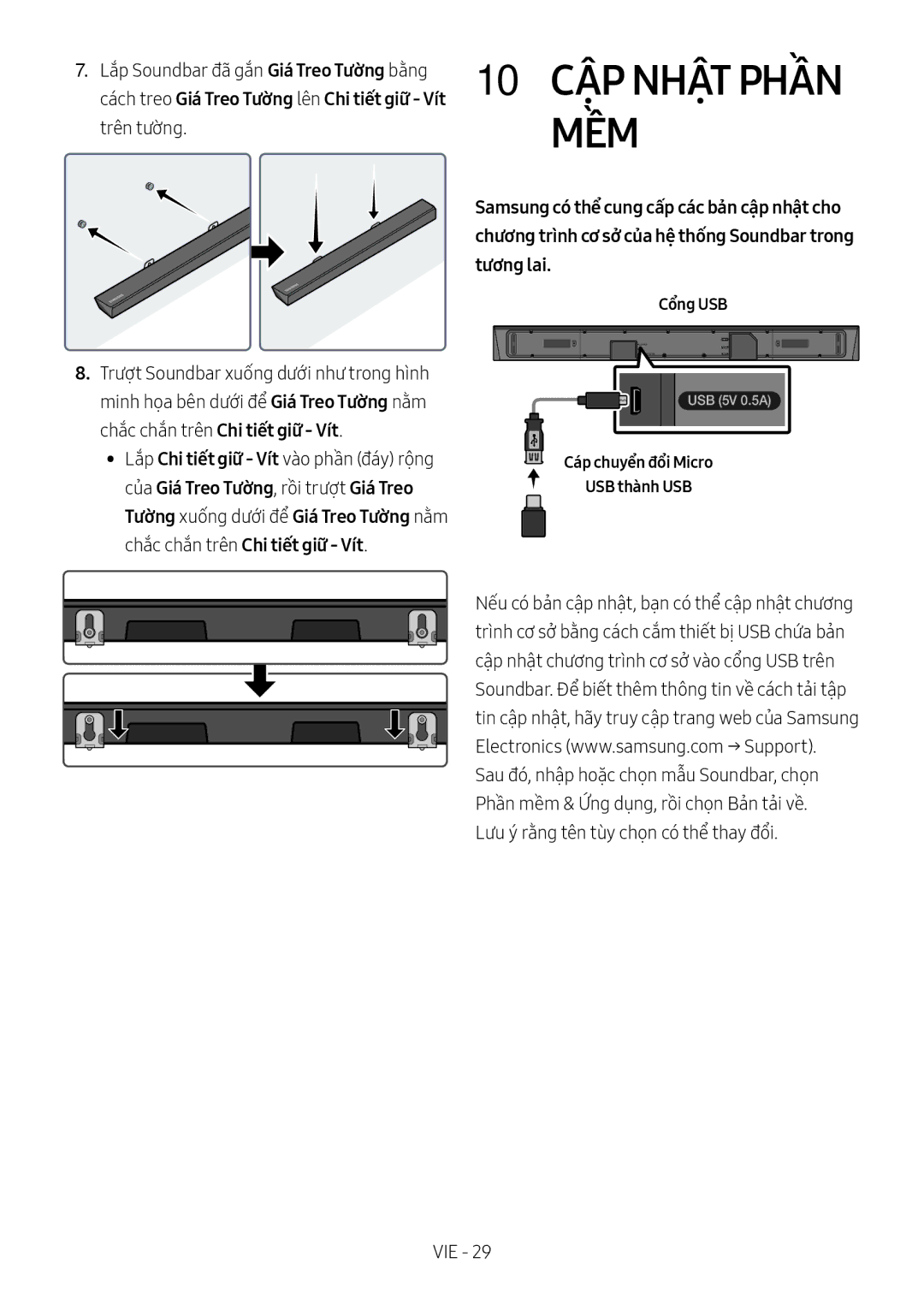 Samsung HW-N650/XV manual 10 CẬP Nhật Phần MỀM, Cổng USB 