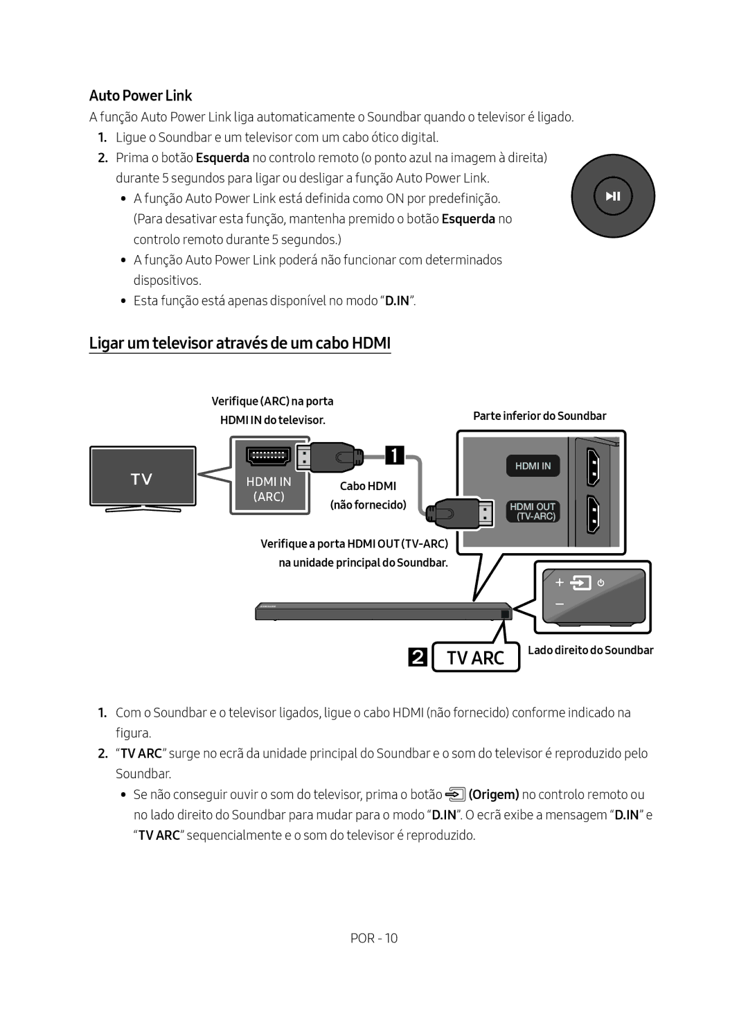 Samsung HW-N650/ZF manual Ligar um televisor através de um cabo Hdmi, Verifique ARC na porta Hdmi in do televisor 