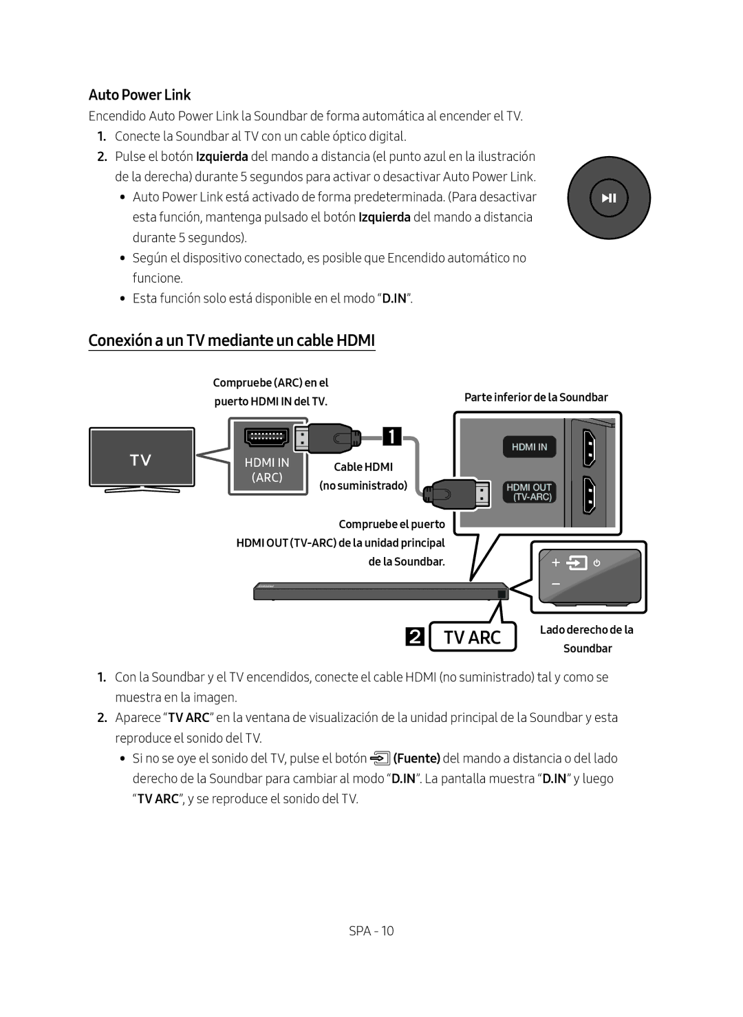 Samsung HW-N650/ZF manual Conexión a un TV mediante un cable Hdmi, Compruebe ARC en el, Puerto Hdmi in del TV 