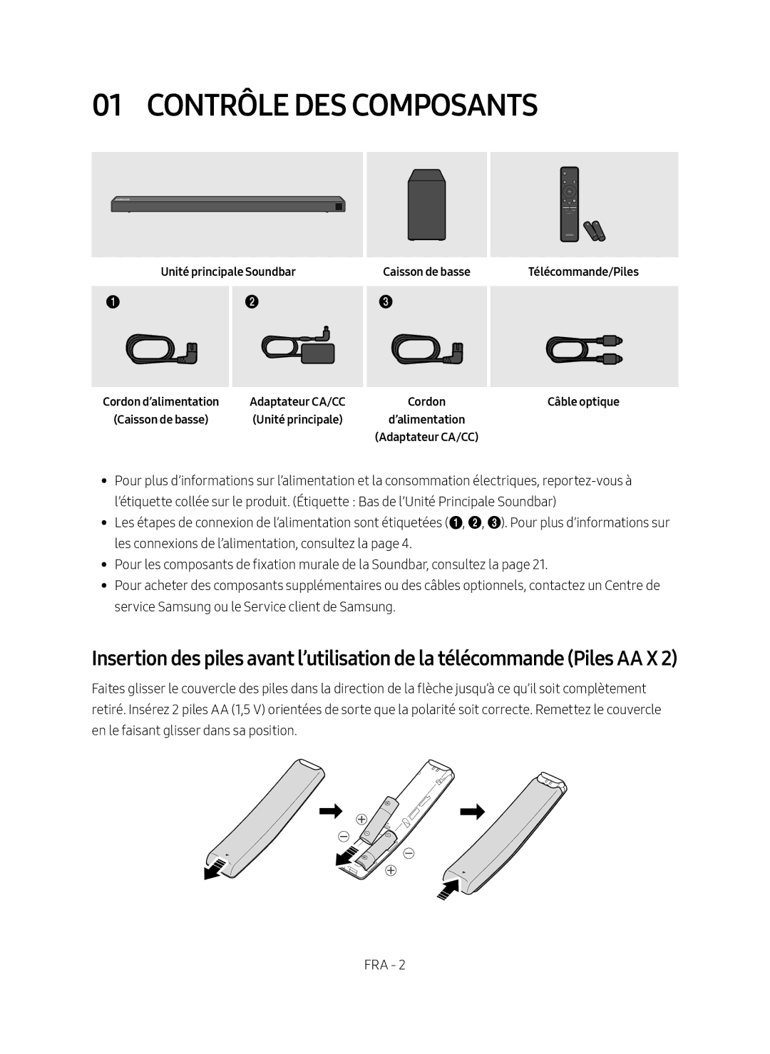 Samsung HW-N650/ZF manual Contrôle DES Composants, Unité principale Soundbar, Caisson de basse 