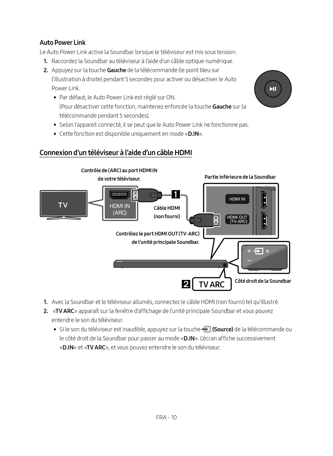 Samsung HW-N650/ZF manual Tv Arc, Connexion d’un téléviseur à l’aide d’un câble Hdmi 