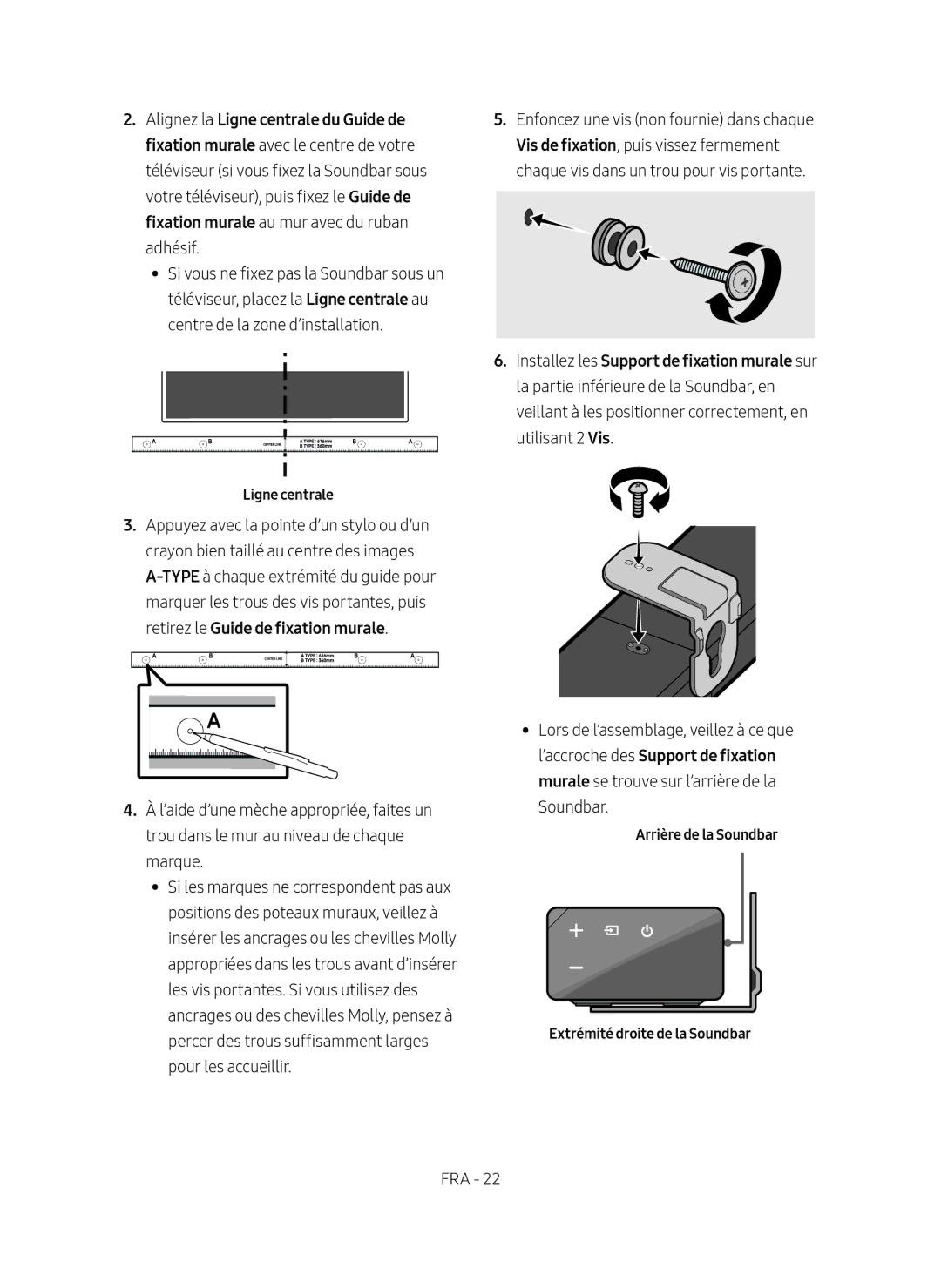 Samsung HW-N650/ZF manual Arrière de la Soundbar Extrémité droite de la Soundbar 