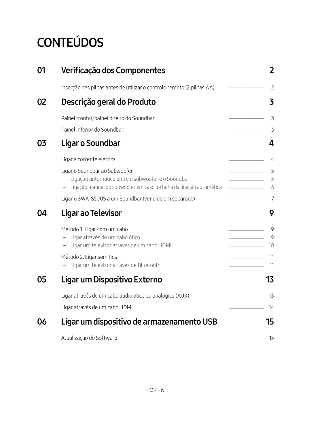 Samsung HW-N650/ZF manual Conteúdos 