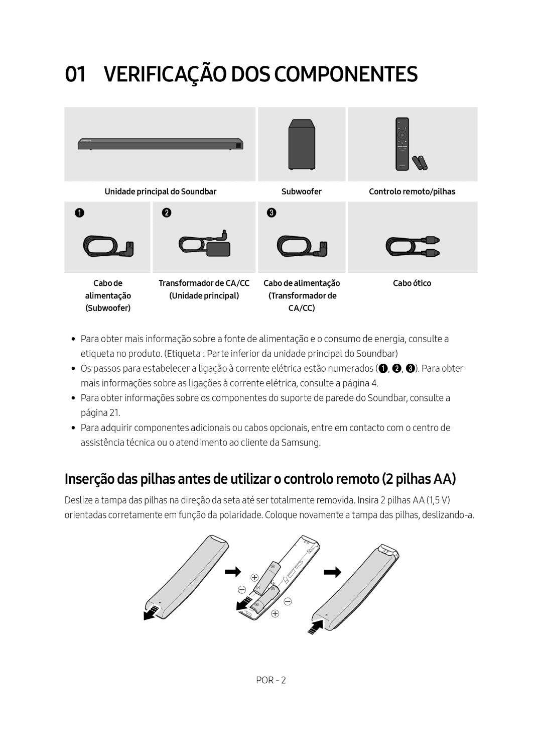 Samsung HW-N650/ZF manual Verificação DOS Componentes, Unidade principal do Soundbar 