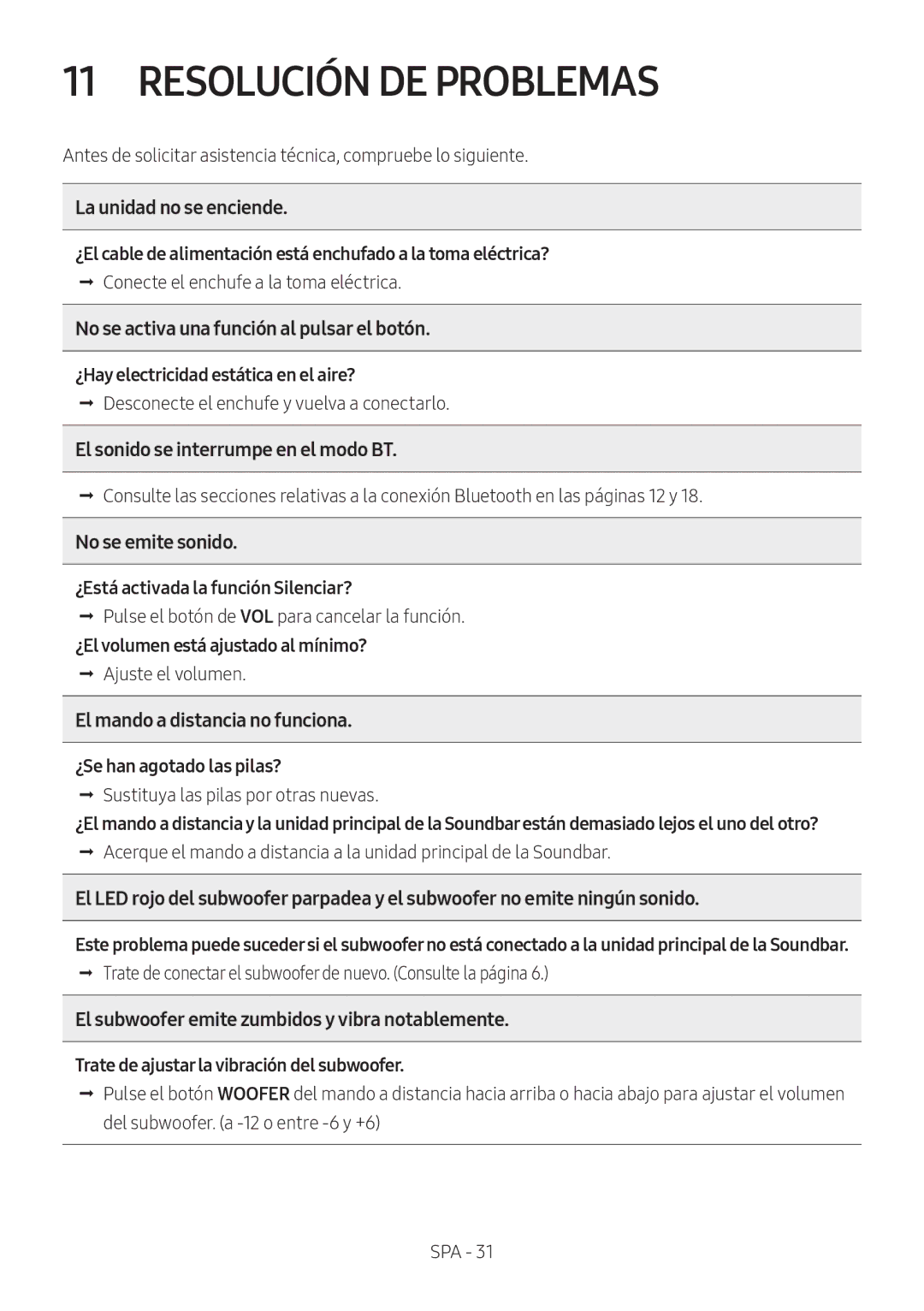 Samsung HW-N650/XN, HW-N650/ZG, HW-N650/ZF, HW-N650/EN, HW-N660/XE manual Resolución DE Problemas 