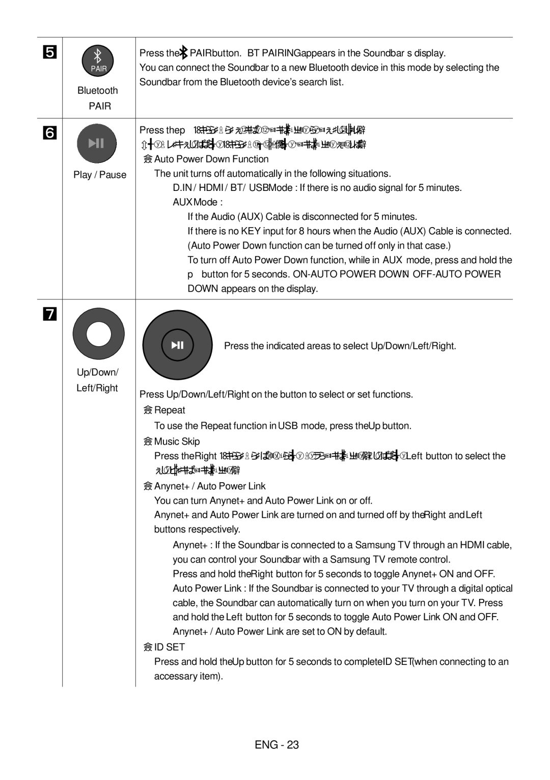 Samsung HW-N650/EN When you press the button again, the music file plays, Auto Power Down Function, Play / Pause, Repeat 