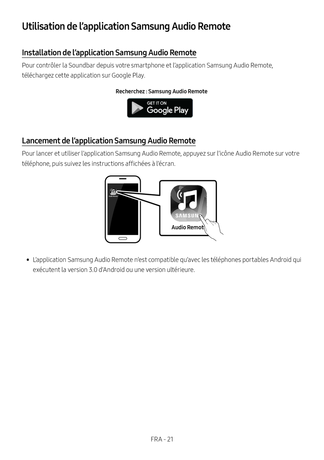 Samsung HW-N650/EN Utilisation de l’application Samsung Audio Remote, Installation de l’application Samsung Audio Remote 