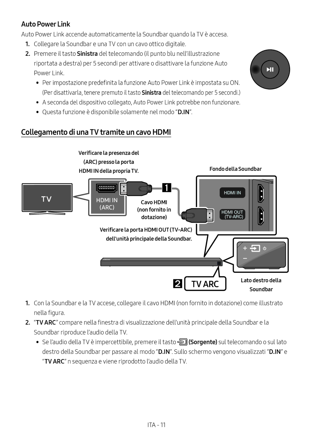 Samsung HW-N660/XE, HW-N650/ZG, HW-N650/ZF Collegamento di una TV tramite un cavo Hdmi, Dotazione, Fondo della Soundbar 