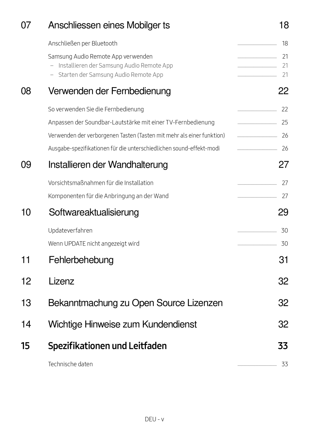 Samsung HW-N650/EN, HW-N650/ZG Anschliessen eines Mobilgeräts, Verwenden der Fernbedienung, Installieren der Wandhalterung 