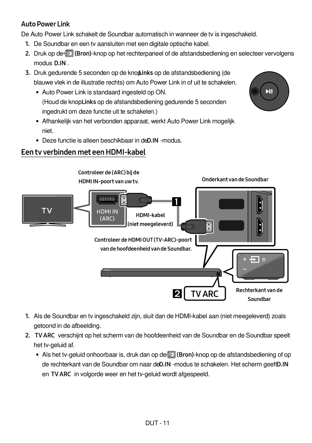 Samsung HW-N660/XE, HW-N650/ZG manual Een tv verbinden met een HDMI-kabel, Controleer de ARC bij de Hdmi IN-poort van uw tv 