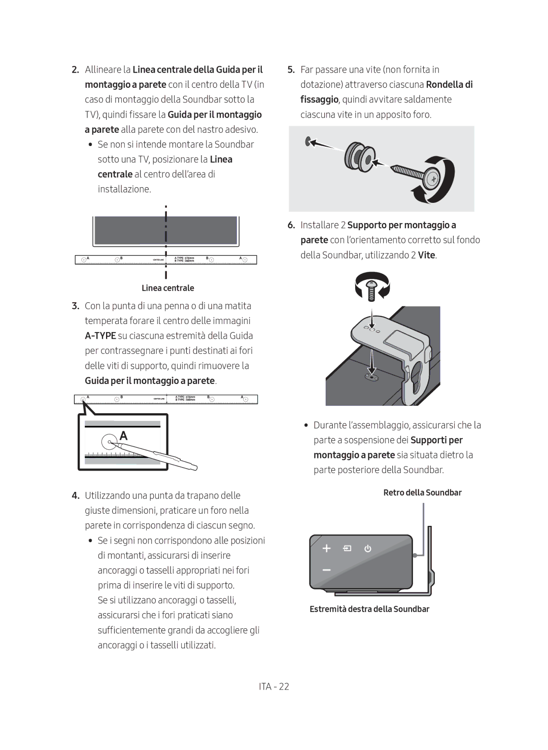 Samsung HW-N650/ZG manual Guida per il montaggio a parete 