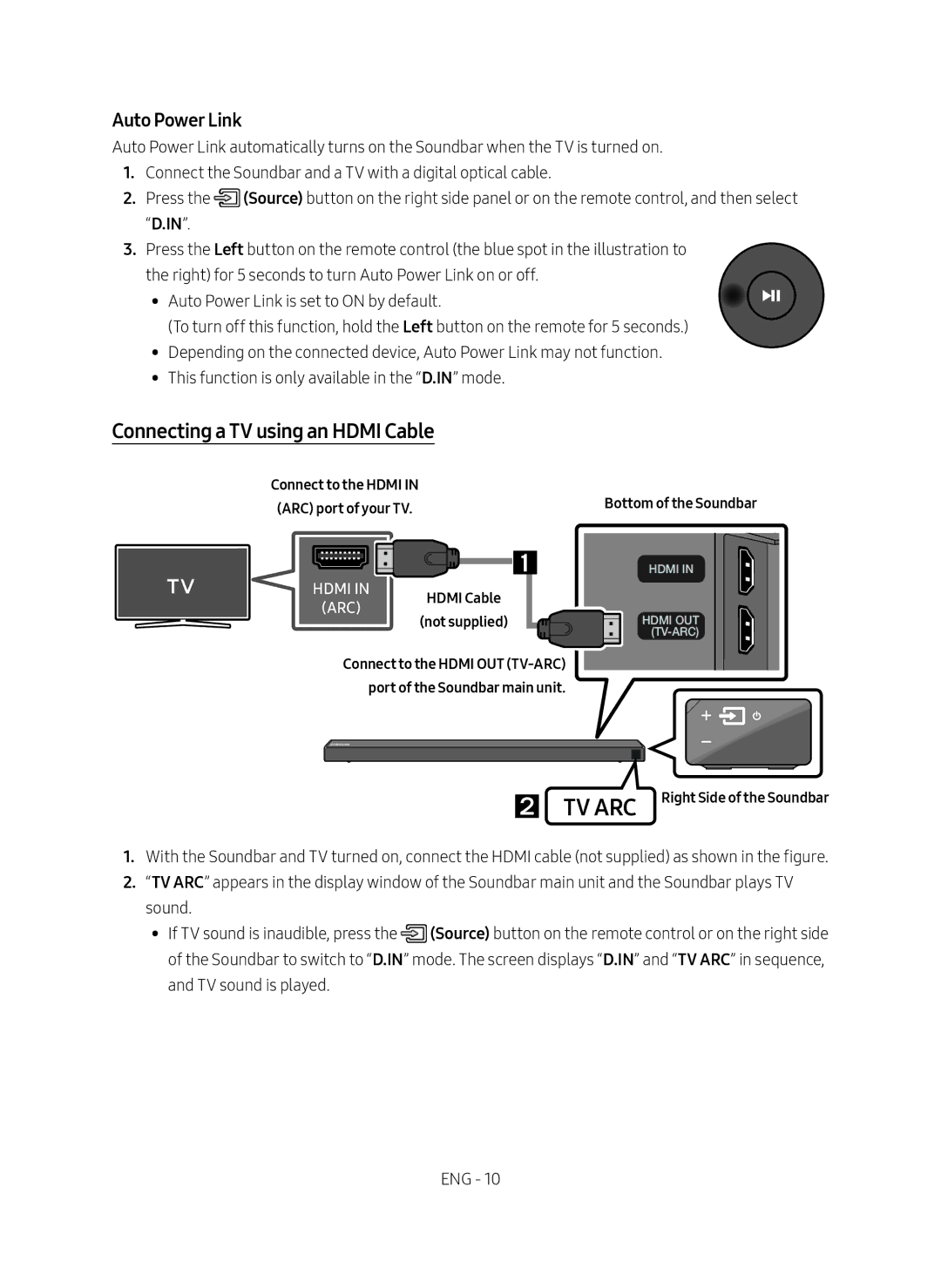 Samsung HW-N650/ZG manual Connecting a TV using an Hdmi Cable, Auto Power Link 