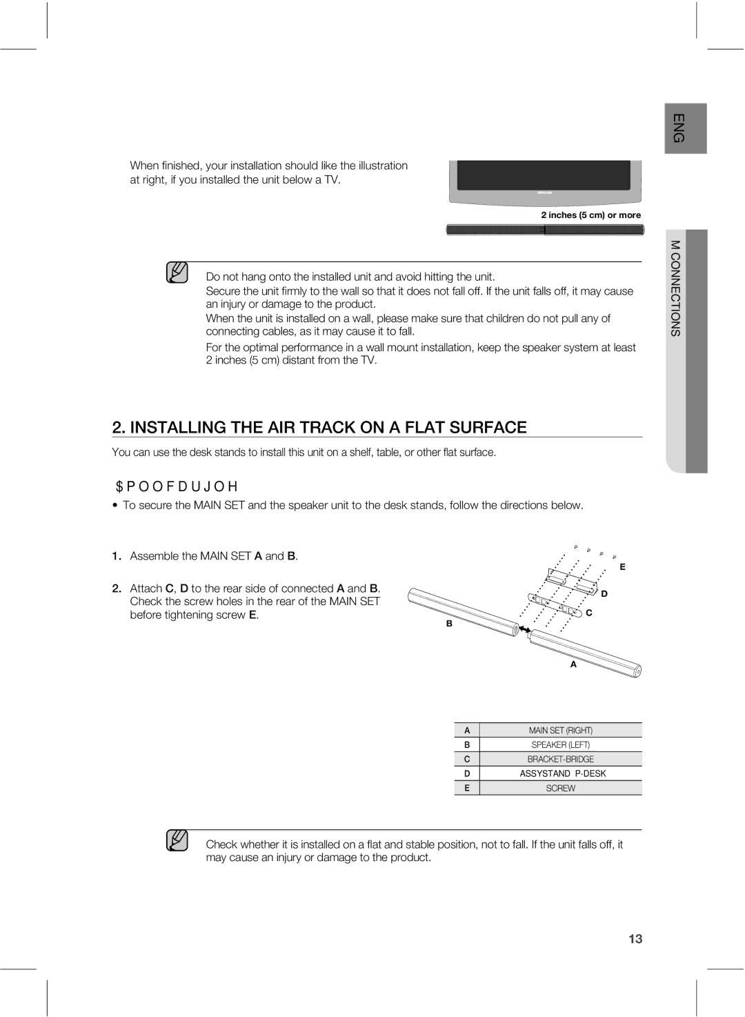 Samsung HWE550 manual  */45--*/5&*353$,0/-5463$, BUSJHIUJGZPVJOTUBMMFEUIFVOJUCFMPXB57, Assystand P-DESK 