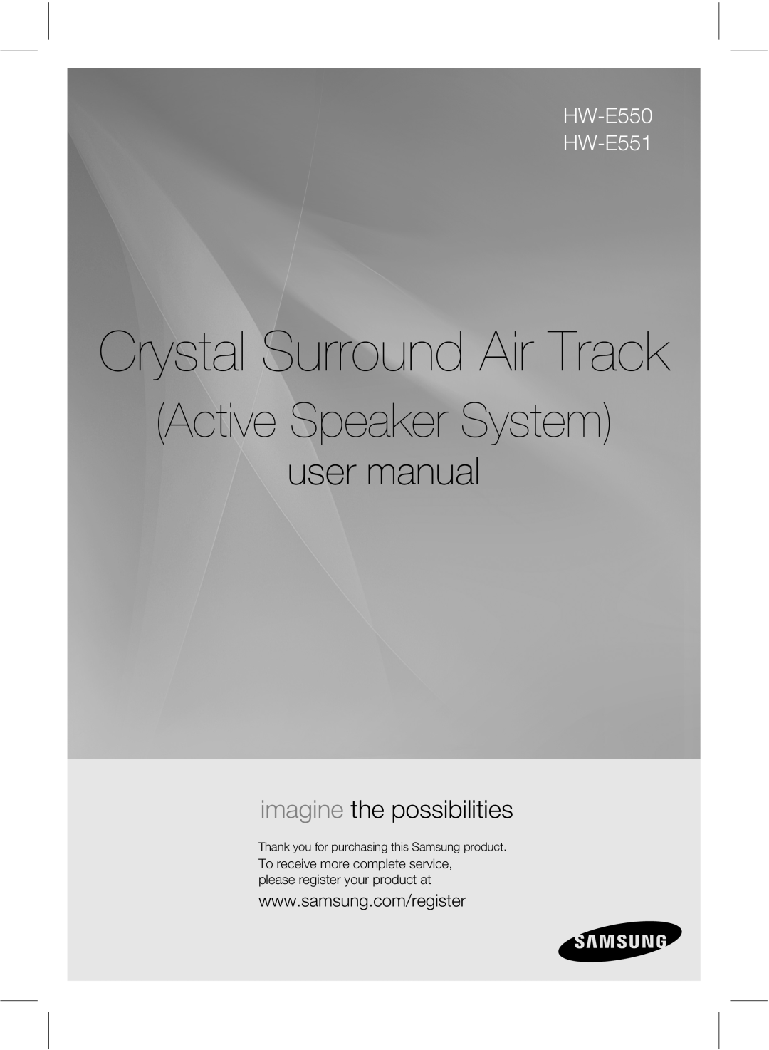 Samsung HWE550 manual XxxTbntvohDpnSfhjtufs, Crystal Surround Air Track, Active Speaker System, VtfsNbovbm 
