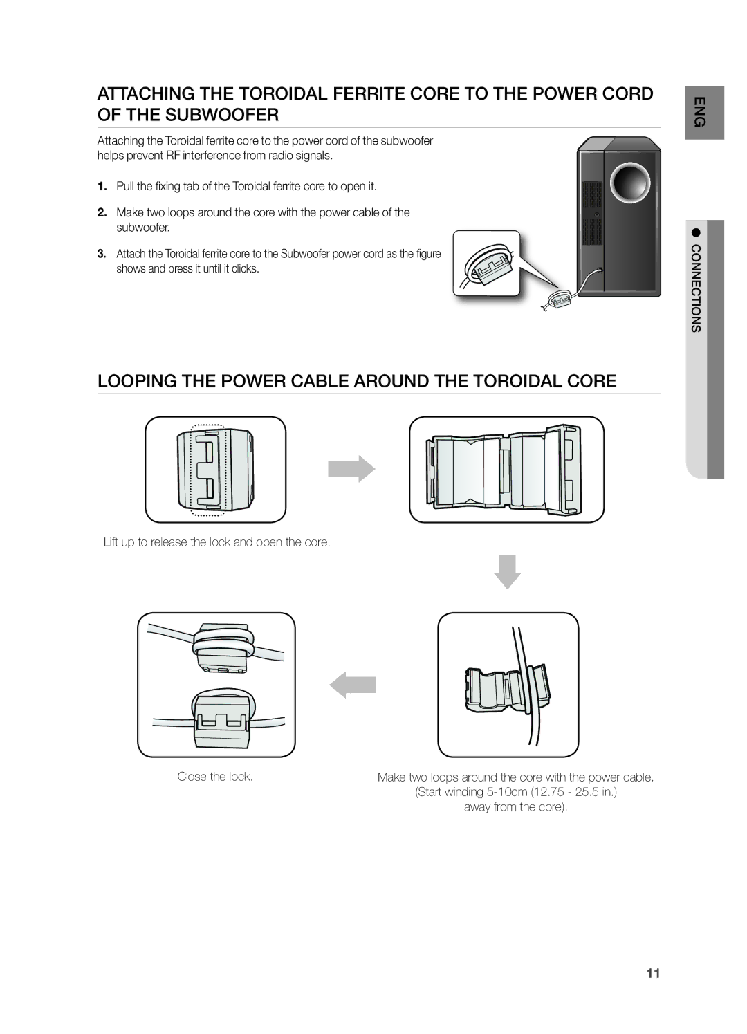 Samsung HWF450ZA user manual Looping the Power Cable around the Toroidal Core 