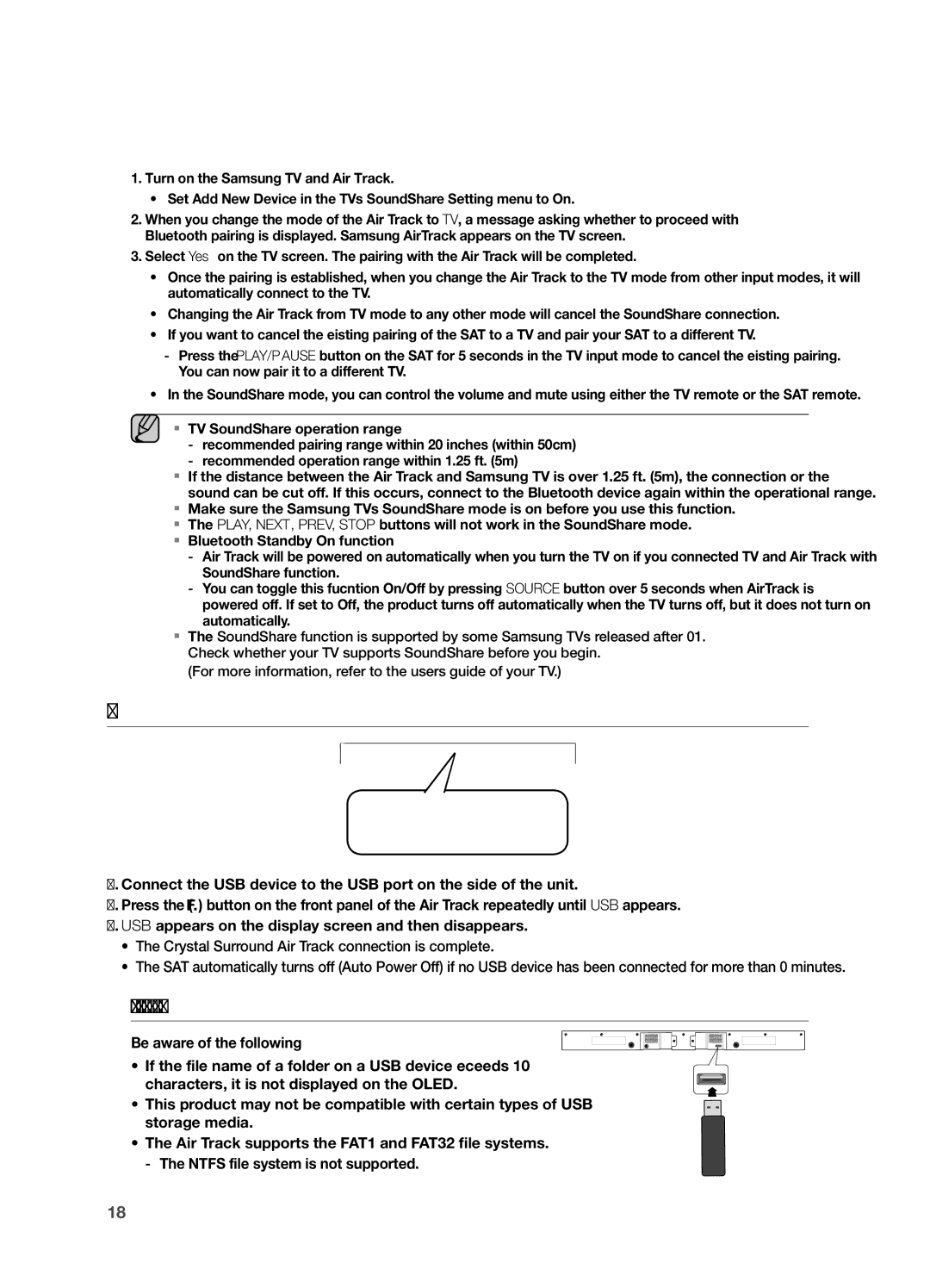 Samsung HWF550ZA, HW F551, HW F550 user manual Usb, Before you connect a USB device 