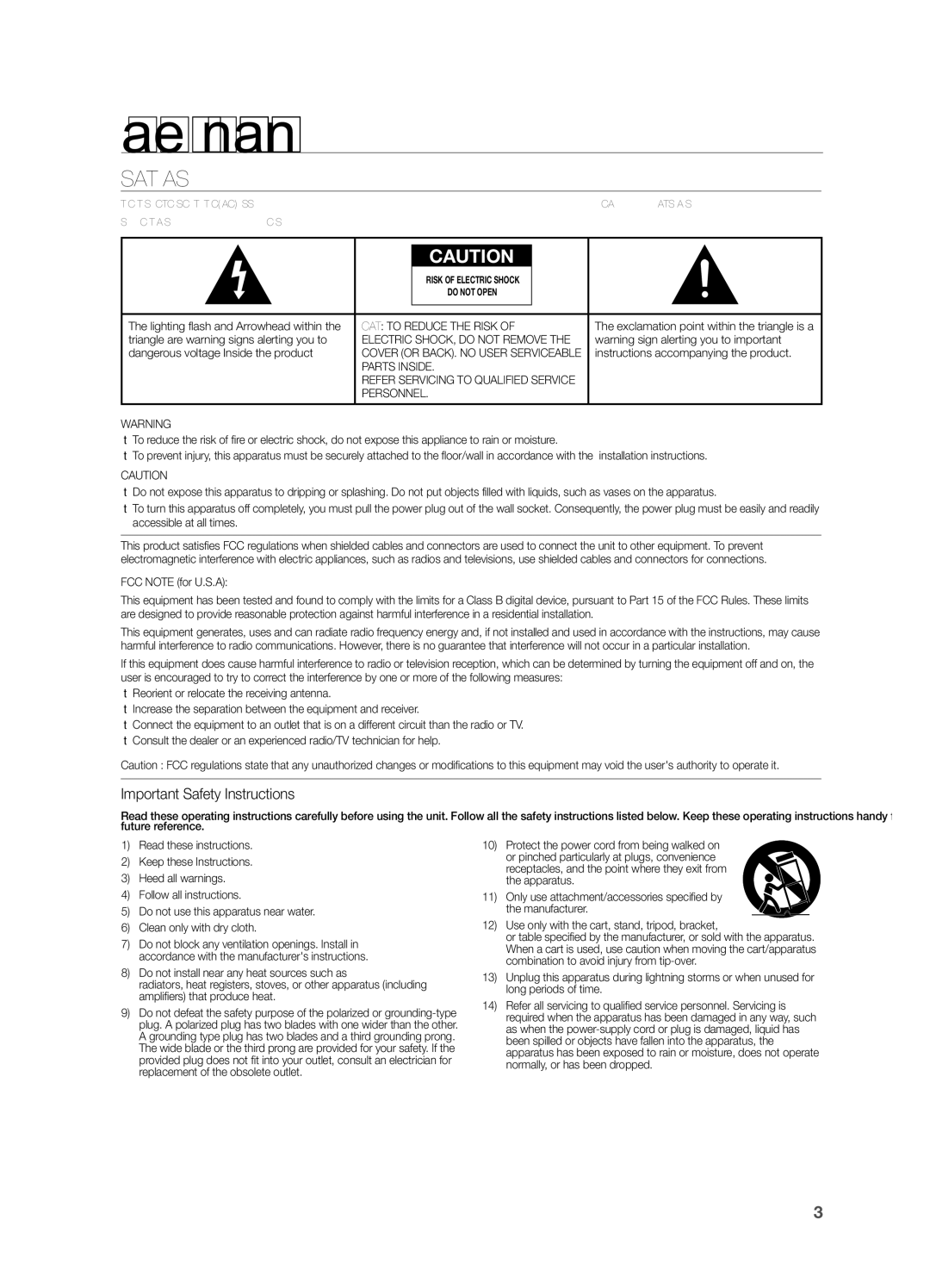 Samsung HWF550ZA, HW F551, HW F550 user manual Safety information, Safety Warnings, Important Safety Instructions 