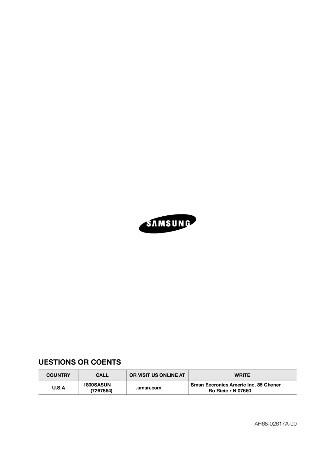 Samsung HWF750ZA, HW F750 user manual Questions or COMMENTS?, AH68-02617A-00 