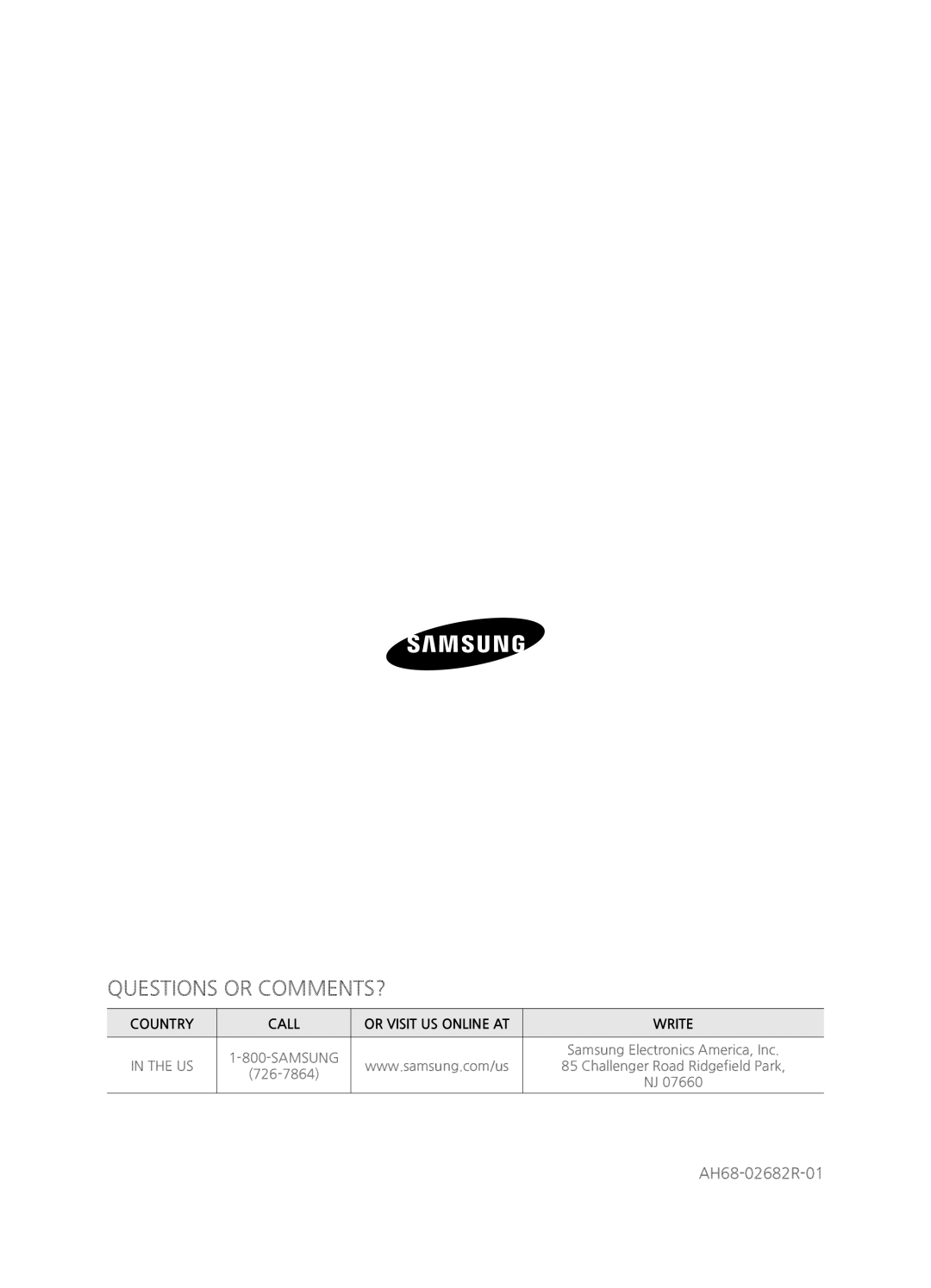 Samsung HW-H550/ZA, HWH550, HWH551, HW-H551/ZA user manual Questions Or Comments?, Country, Call, Or Visit Us Online At, Write 