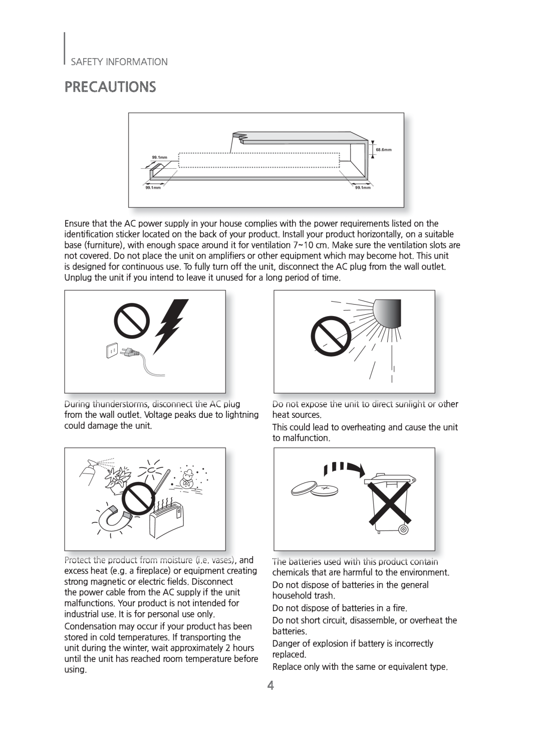 Samsung HWH750 manual Precautions, Safety Information 