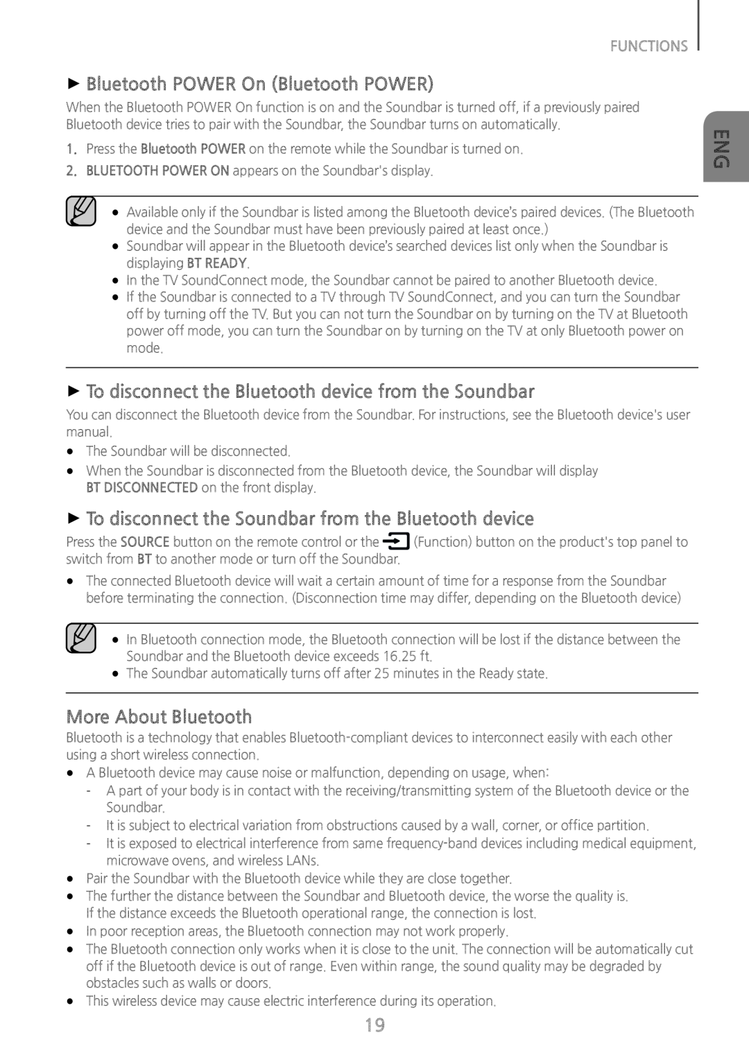 Samsung HWH7500 user manual ++Bluetooth POWER On Bluetooth POWER, More About Bluetooth, Functions 