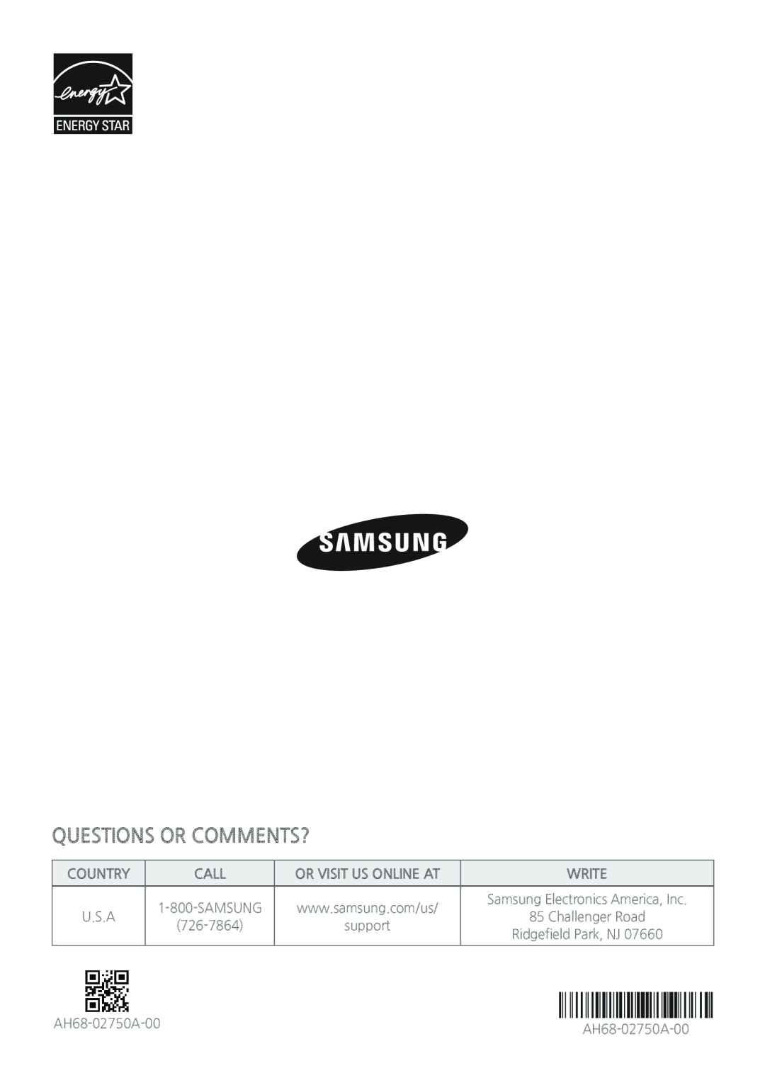 Samsung HWH7500 user manual Questions Or Comments?, Country, Call, Or Visit Us Online At, Write 
