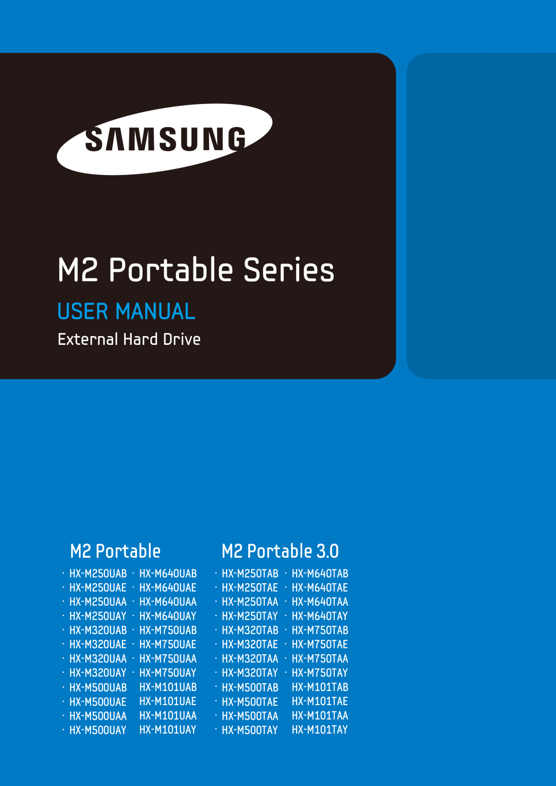 Samsung HX-M500UAE, HX-M500UAY, HX-M500UAB, HX-M640UAE, HX-M250UAB user manual M2 Portable Series, External Hard Drive 