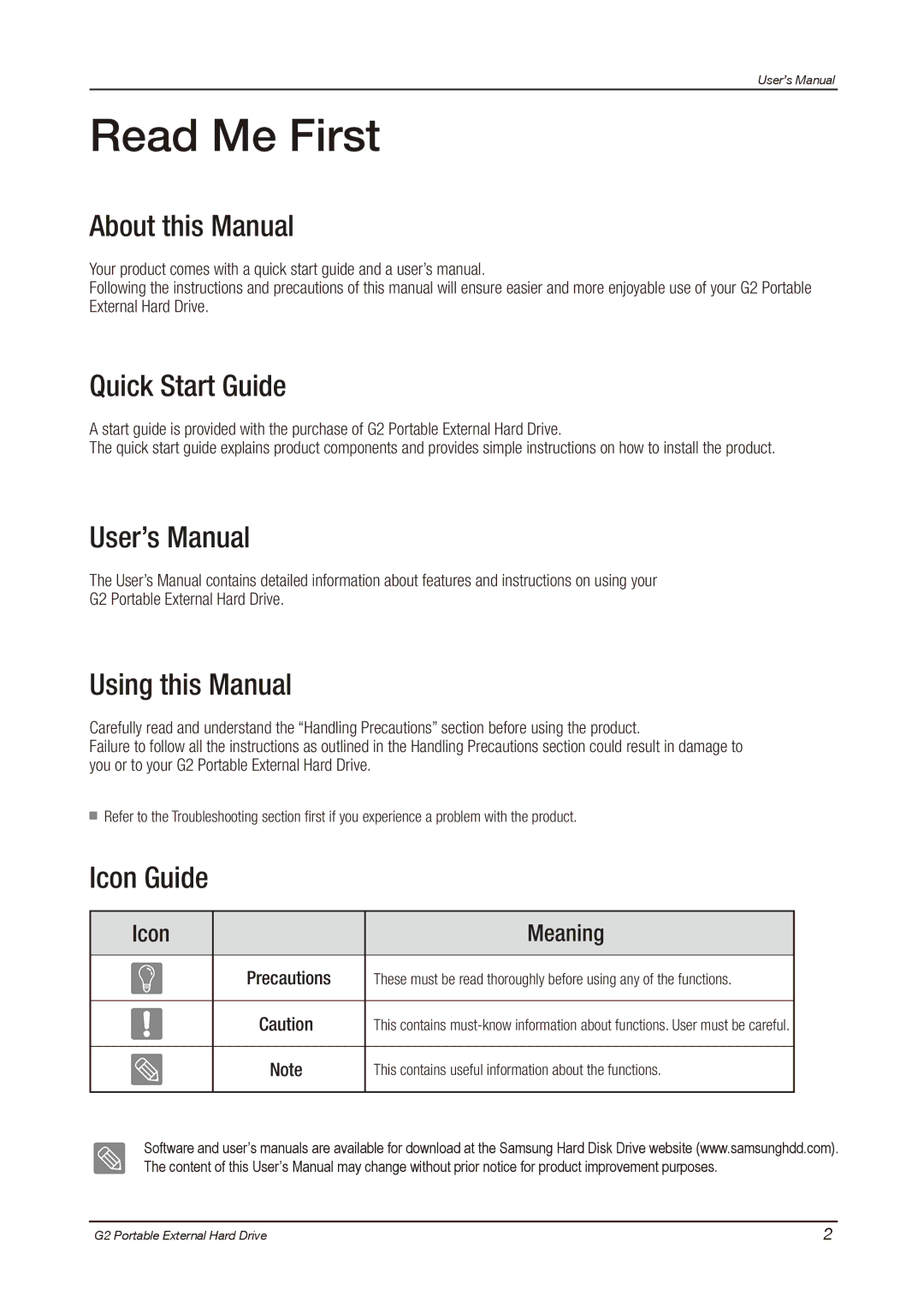 Samsung HX-MU025DC user manual Read Me First 