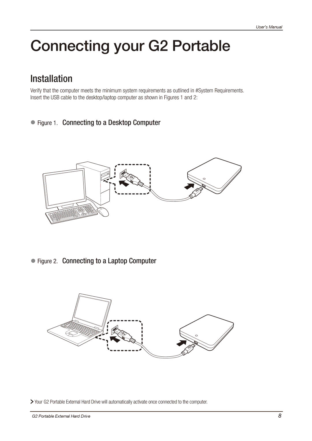 Samsung HX-MU025DC user manual Connecting your G2 Portable, Installation 