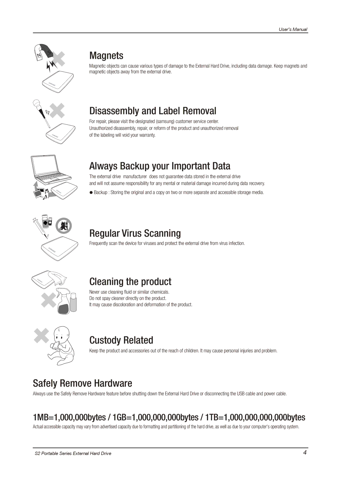 Samsung HXMU016DA, S2 PORTABLE 3.0 user manual Magnets 