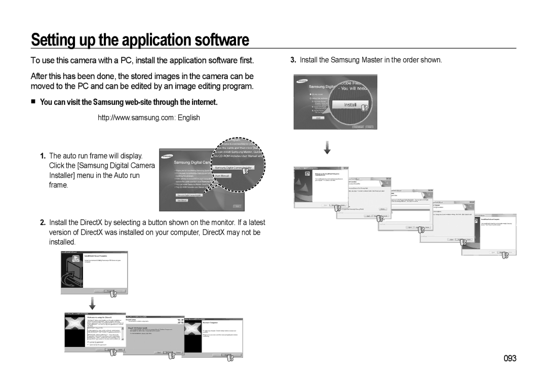 Samsung HZ10W manual Setting up the application software, You can visit the Samsung web-site through the internet, 093 