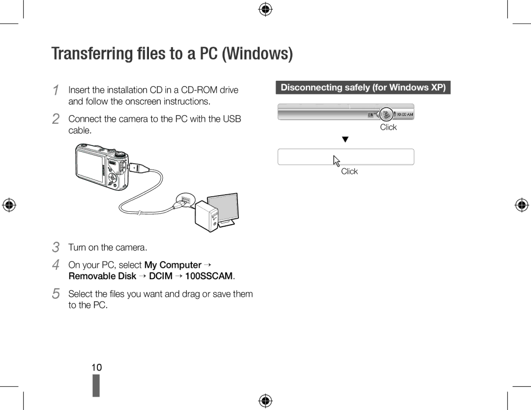 Samsung HZ15W Transferring files to a PC Windows, Select the files you want and drag or save them to the PC, Click 