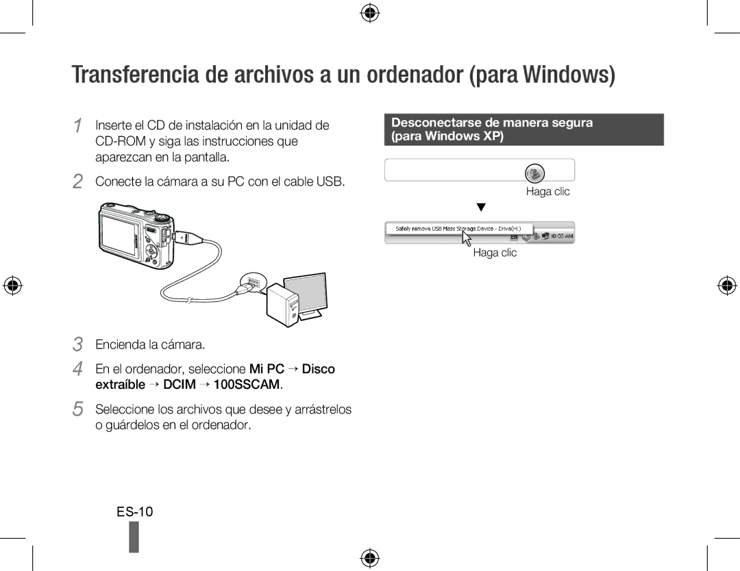 Samsung HZ15W Transferencia de archivos a un ordenador para Windows, Desconectarse de manera segura para Windows XP 