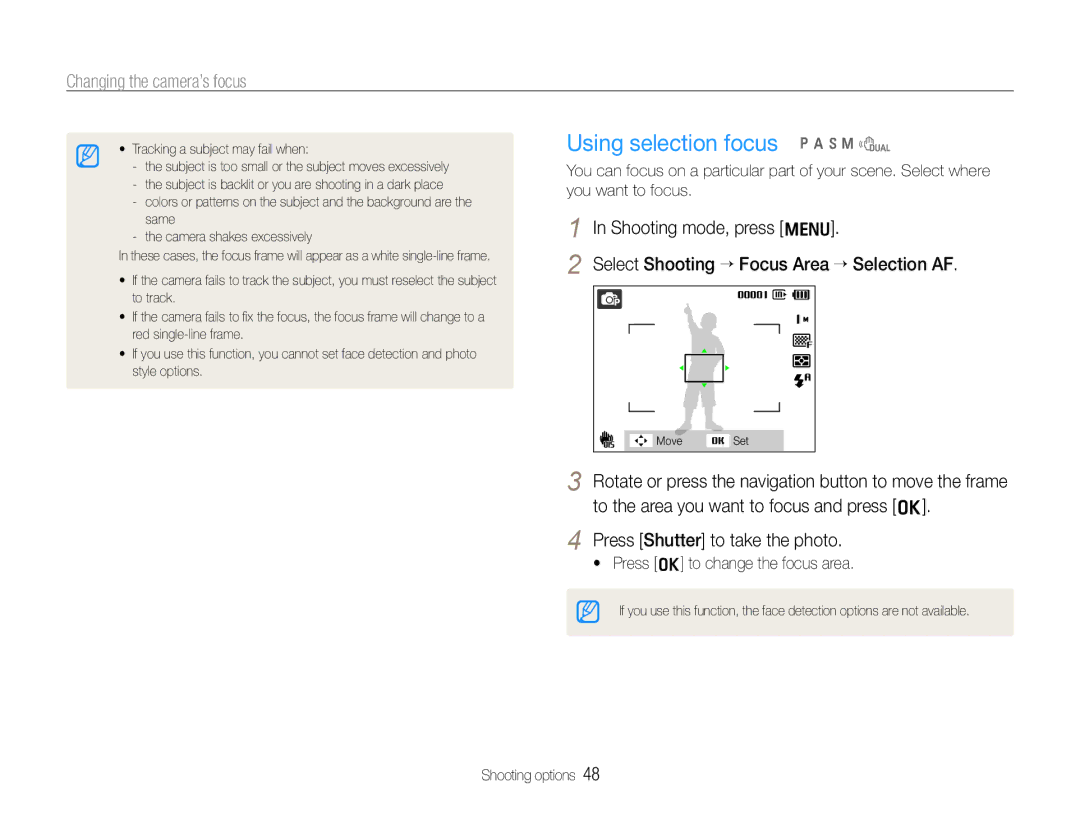 Samsung HZ30W user manual Using selection focus p a h n d 