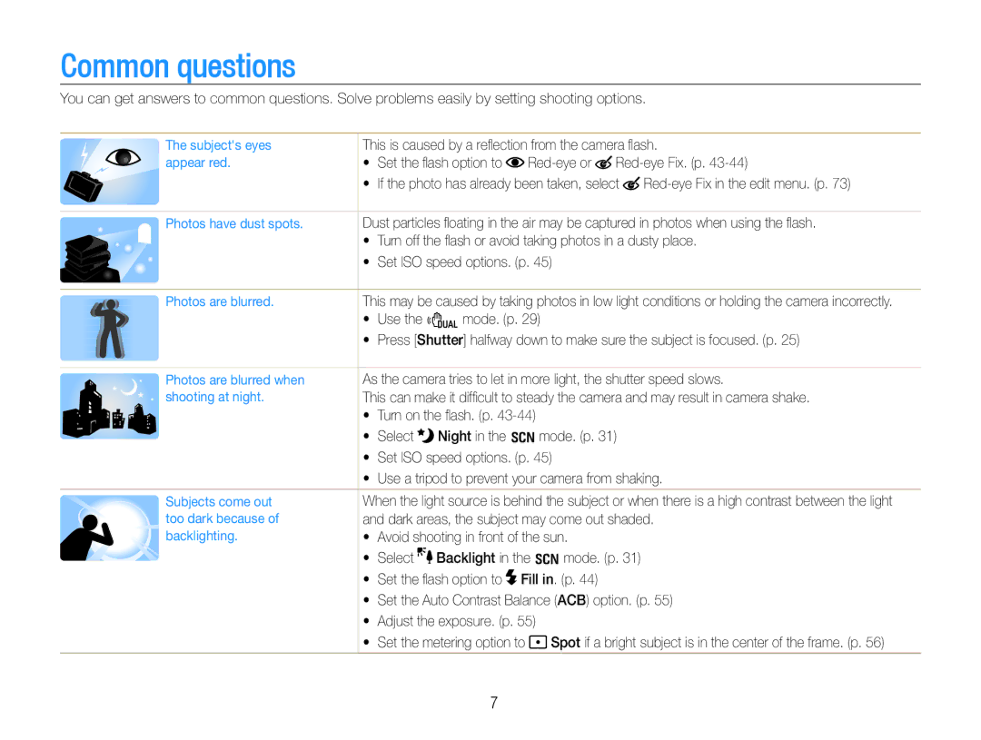 Samsung HZ30W user manual Common questions 