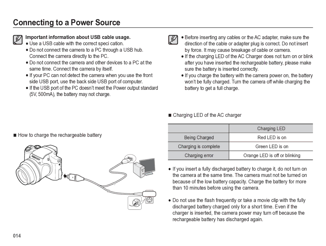 Samsung HZ50W manual How to charge the rechargeable battery 