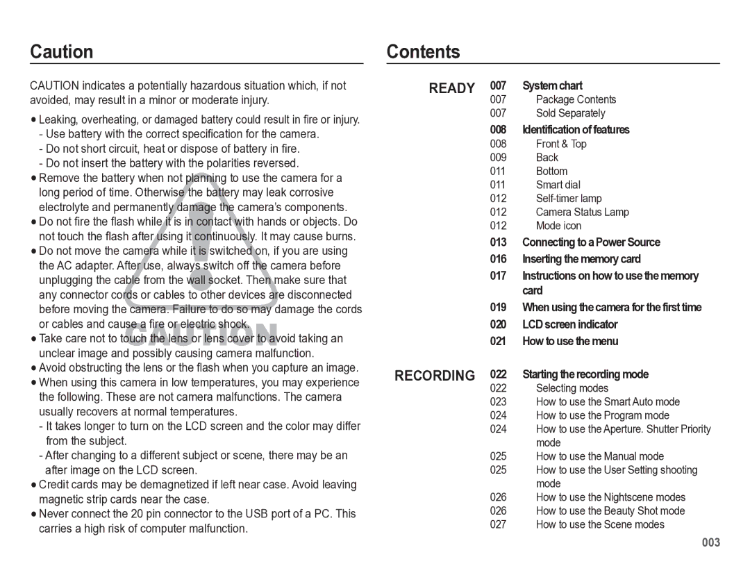 Samsung HZ50W manual Contents 