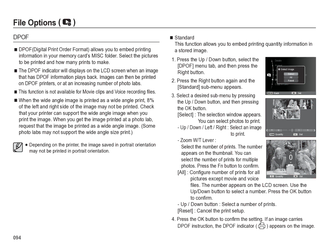 Samsung HZ50W manual Zoom W/T Lever, Appears on the thumbnail. You can, Files. The number appears on the LCD screen. Use 