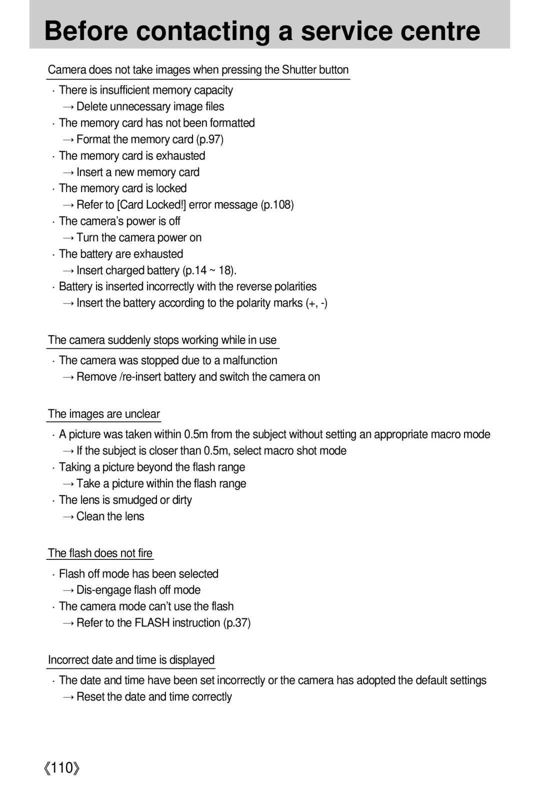 Samsung i5 user manual Before contacting a service centre, → Reset the date and time correctly 