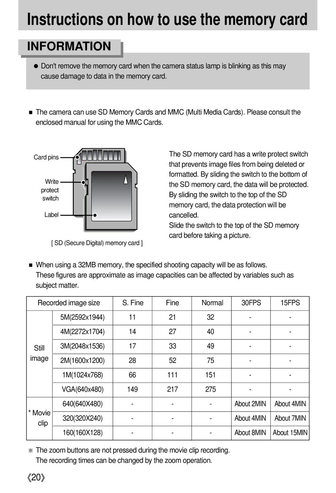 Samsung i5 user manual 30FPS 15FPS, Clip 