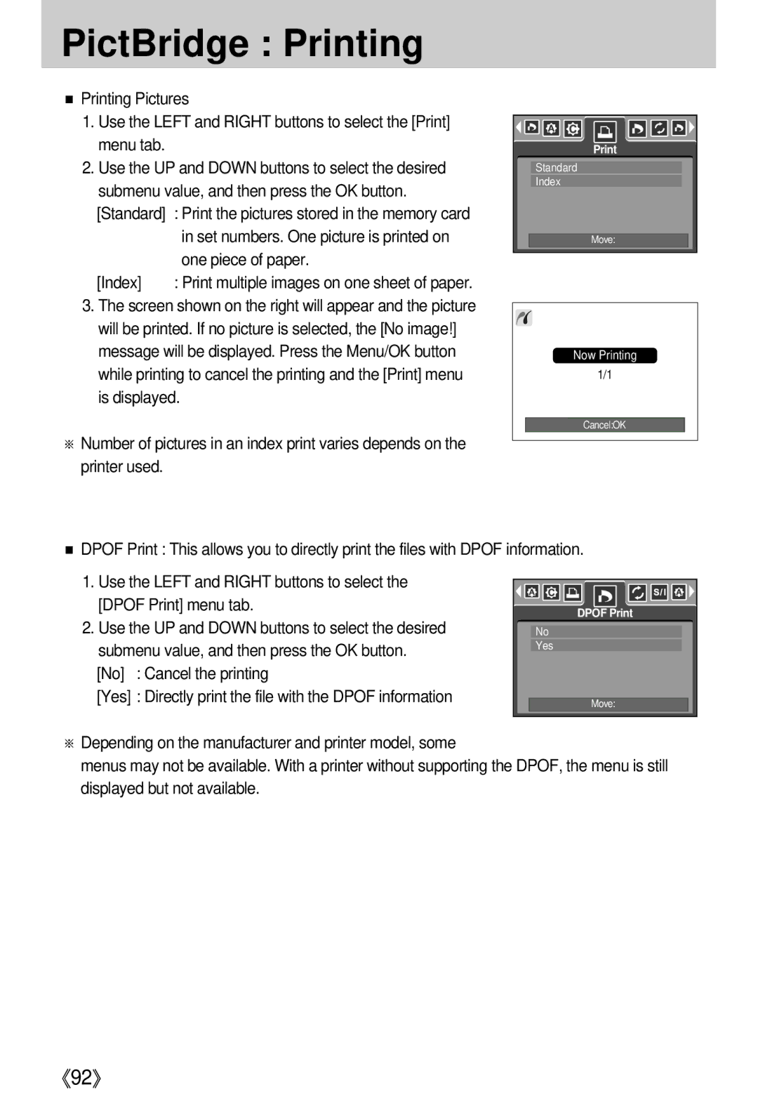 Samsung i5 user manual PictBridge Printing 