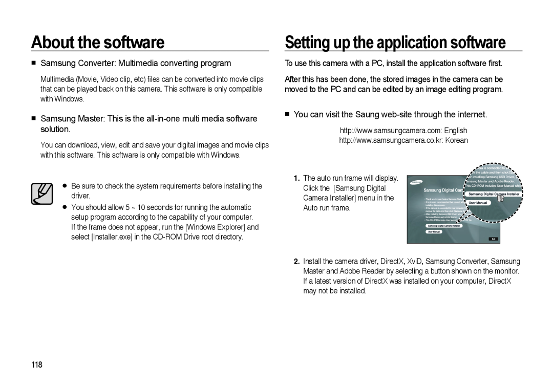 Samsung i8 manual Samsung Converter Multimedia converting program, You can visit the Saung web-site through the internet 