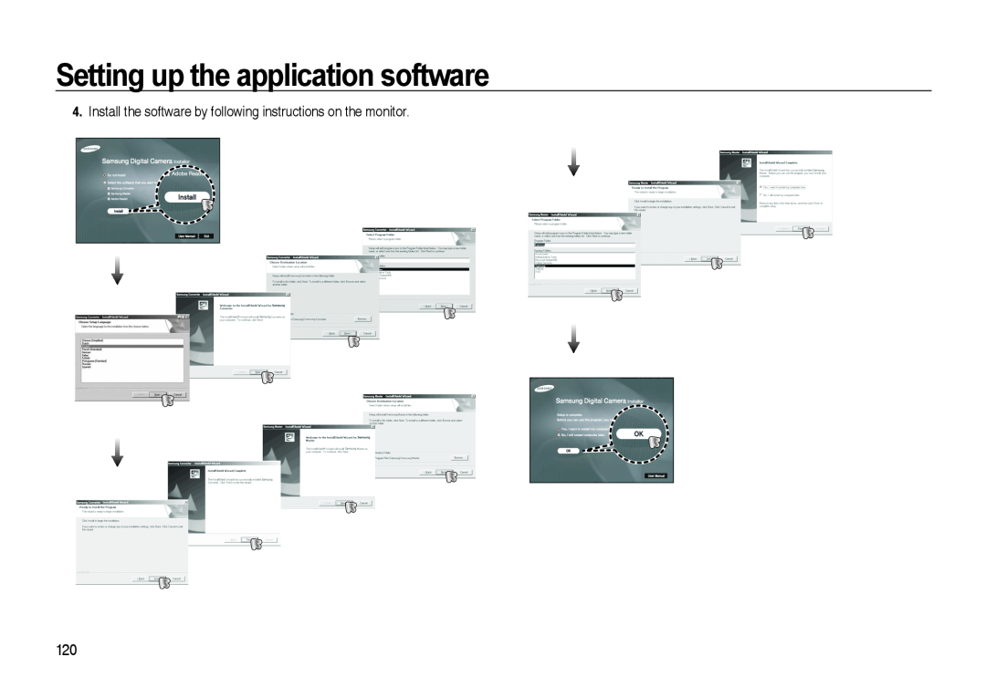 Samsung i8 manual Setting up the application software, Install the software by following instructions on the monitor 