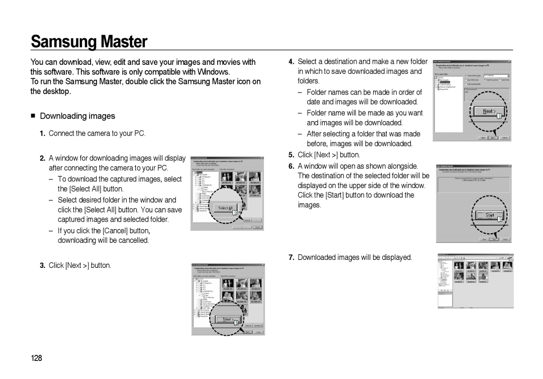 Samsung i8 manual Samsung Master, Downloading images 