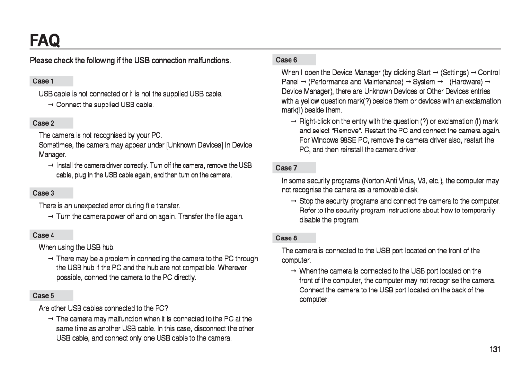 Samsung i8 manual Please check the following if the USB connection malfunctions 