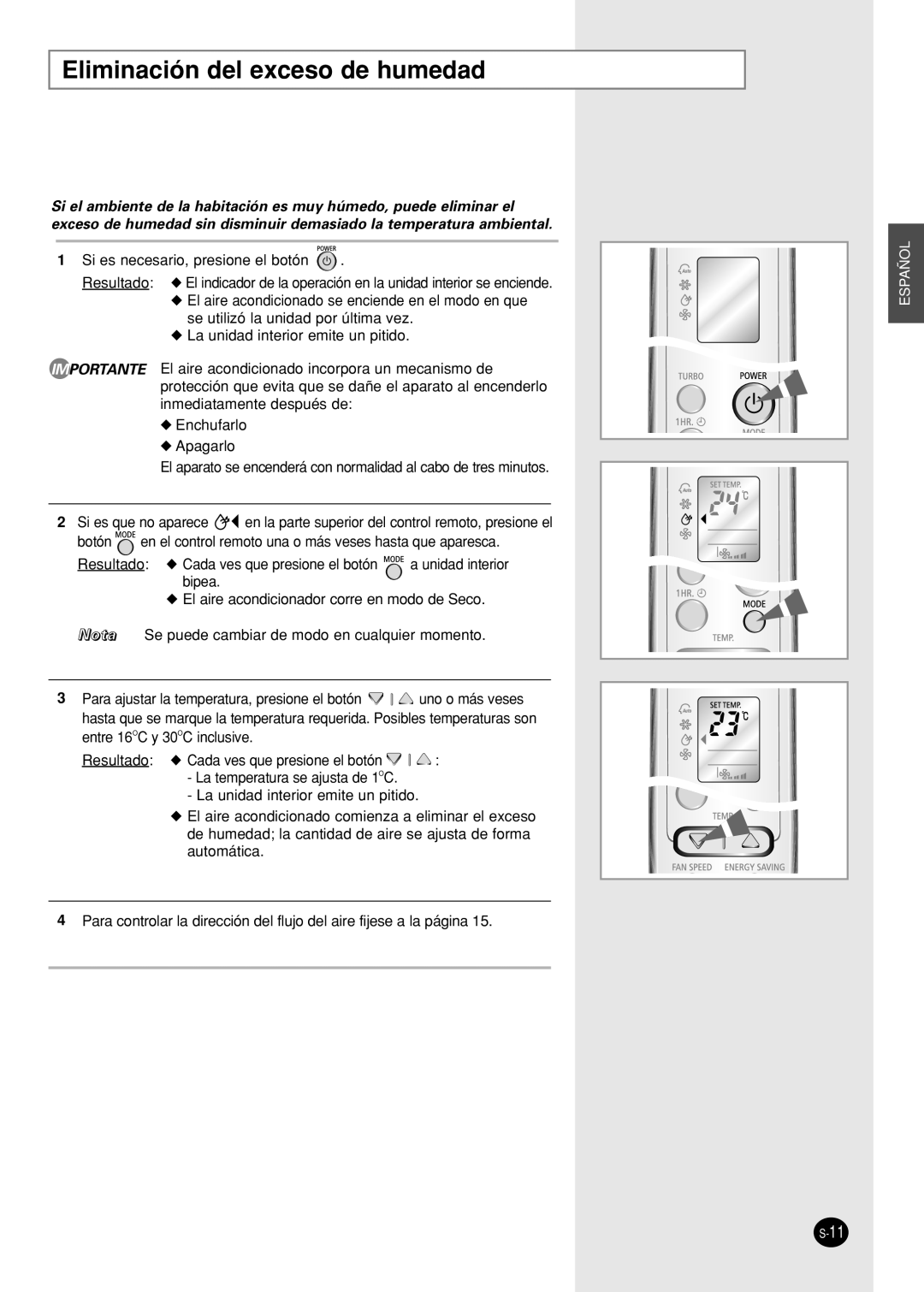 Samsung IAS09W8WE/AFR, IAS12WHWE/AFR manual Eliminación del exceso de humedad 